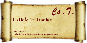 Csikár Teodor névjegykártya